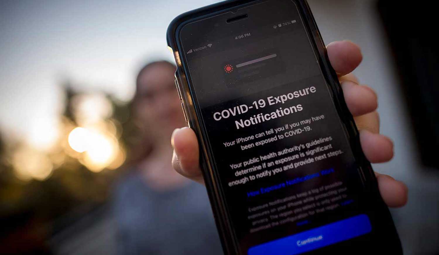 COVID-19 CA Notify app on phone.