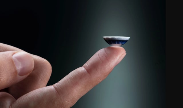 Mojo Vision is developing the ultimate hands-free device: an AR contact lens. (Image courtesy of Mojo Vision.)