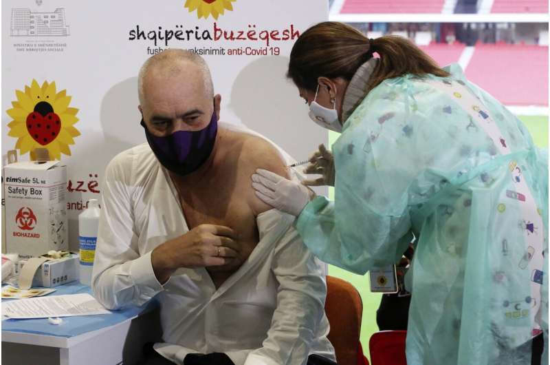Albania carries out 1st vaccinations with donated doses