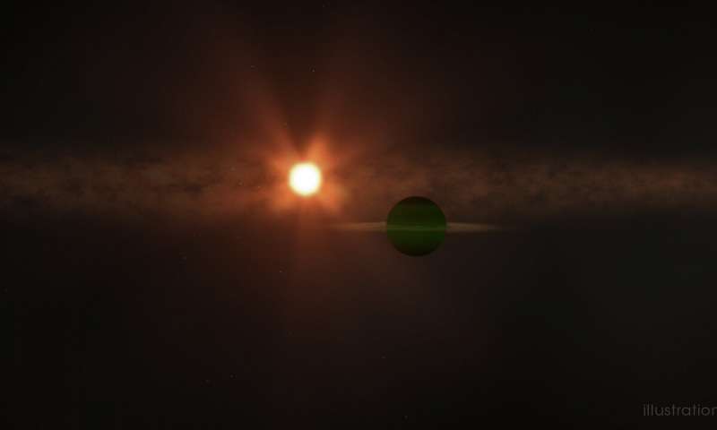Illustration of AU Mic b orbiting its parent star, AU Mic. Credit: NASA's Goddard Space Flight Center/Chris Smith (USRA) 'Infant' planet discovered by UH astronomers, Maunakea telescope