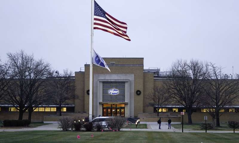 The Pfizer Global Supply Kalamazoo manufacturing plant is shown in Portage, Mich., Friday, Dec. 11, 2020. The U.S. gave the final go-ahead Friday to the nation's first COVID-19 vaccine, marking what could be the beginning of the end of an outbreak that has killed nearly 300,000 Americans. (AP Photo/Paul Sancya) EXPLAINER: How much COVID-19 vaccine will be shipped in US