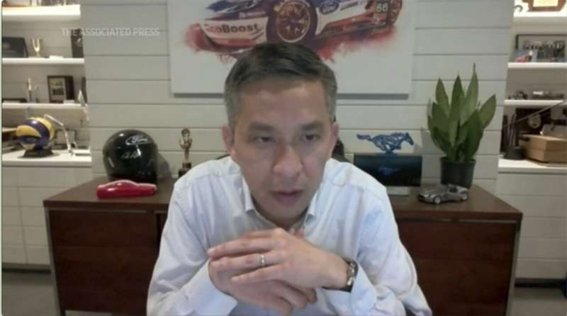 Ford Chief Product and Operations Officer Hau Thai-Tang is interviewed via Zoom on Monday, May 3 2021. Ford has raised its stake in a manufacturer of solid-state batteries—a move that its chief product and operations officer, Hau Thai-Tang, says will strengthen the company's effort to increase the range and reduce the costs of its next generation of electric vehicles. (AP Photo/Carrie Antlfinger) Ford is betting that solid-state batteries will cut EV costs