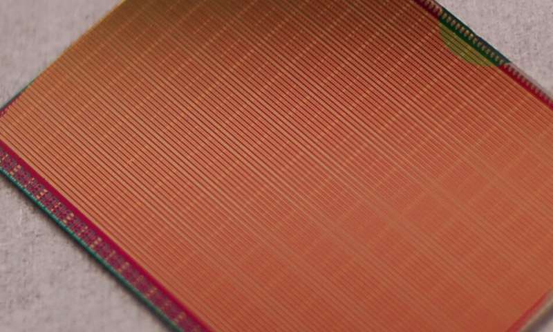 A sample of densely packed magnetic tunnel junctions. Credit: Weigang Wang, University of Arizona Physicists offer a new 'spin' on memory