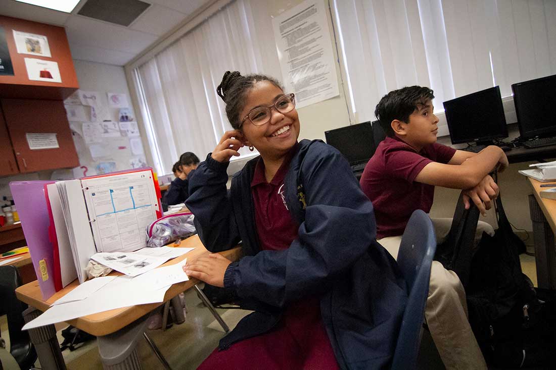 Students in classroom at The Preuss School.