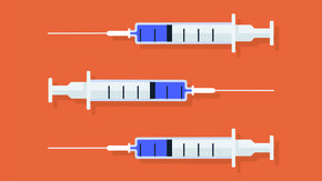 Illustration of three syringes on orange background 