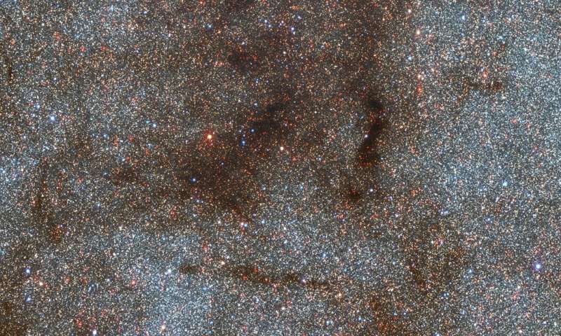 This photo looking toward the center of the Milky Way galaxy covers 0.5 by 0.25 degrees on the sky (an area about twice as wide as the full Moon) and contains over 180,000 stars. The image captures a portion of our galaxy about 220 by 110 light-years across. It was taken with the Dark Energy Camera on the Victor M. Blanco 4-meter Telescope at the Cerro-Tololo Inter-American Observatory in Chile, a Program of NSF's NOIRLab. By studying the brightnesses of these stars at different wavelengths of light, astronomers were able to determine how many heavy elements they contain, which is related to their formation history. The team concluded that the majority of stars in our galaxy’s central bulge were formed in a single burst of star formation some 10 billion years ago. Credit: CTIO/NOIRLab/NSF/AURA/STScI, W. Clarkson (UM-Dearborn), C. Johnson (STScI), and M. Rich (UCLA) New survey finds that single burst of star formation created Milky Way's central bulge