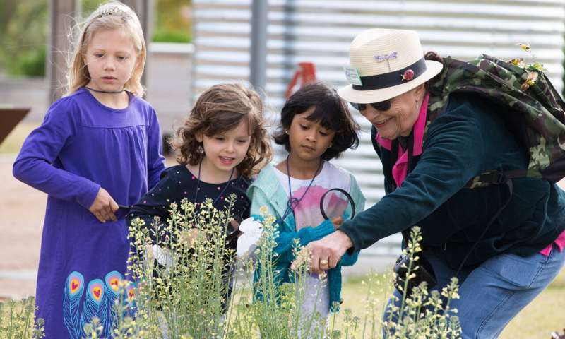 The Leach Teaching Gardens — a 7-acre demonstration garden — at The Gardens at Texas A&M University is an example of an informal learning institution. Here pre-kindergarten and kindergarten students are being taught about pollinators, vegetable gardens and healthy eating. Credit: Texas A&M AgriLife Researchers advocate for equity in STEM access