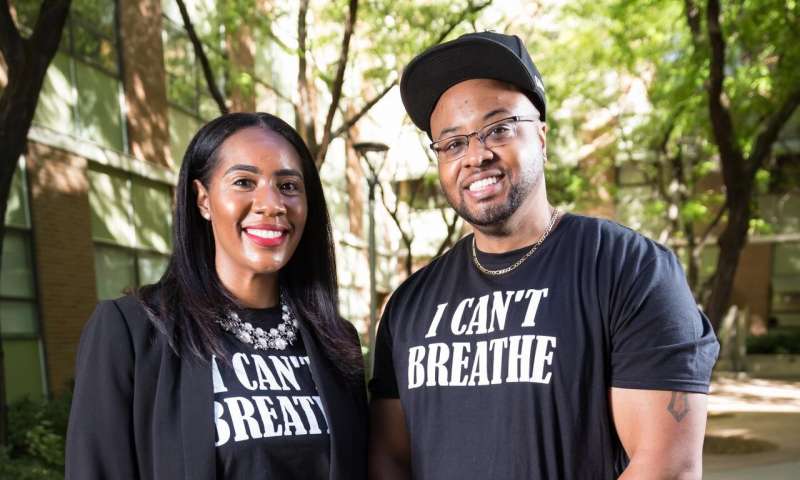 Study co-authors Tiana Rogers, Ph.D., and Charles Rogers, Ph.D, found that Blacks disproportionally work in nine essential occupations that increases their exposure to SARs-CoV-2, the virus that causes COVID-19. Credit: Charlie Ehlert COVID-19 deaths among black essential workers linked to racial disparities