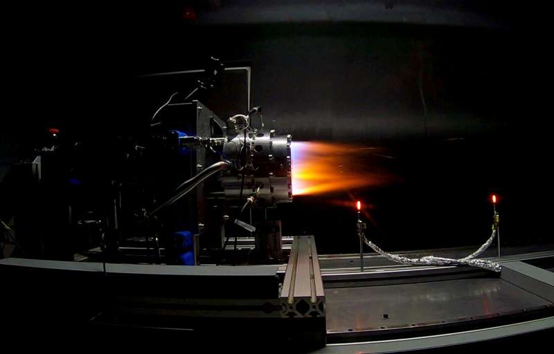 Successful rocket engine test. Credit: DefendTex/RMIT Successful engine test brings Australian space launch capability a step closer