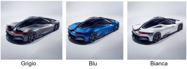 Battista’s three base models ready to be customized. (Image courtesy of Pininfarina.)